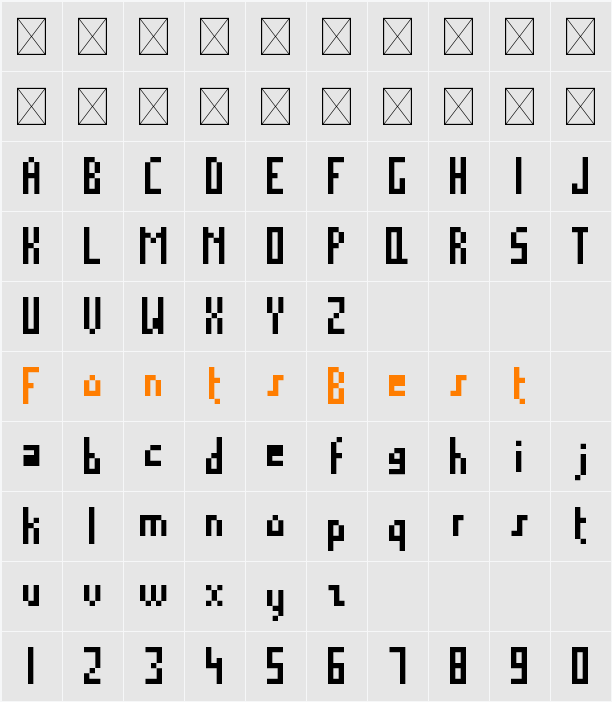 TallPixelFont Character Map