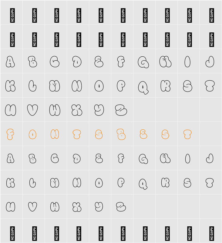 Fanky Bubble Line Character Map