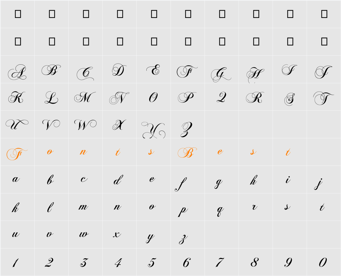 ChopinScript Character Map