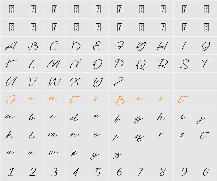 Benjamin Signature Character Map