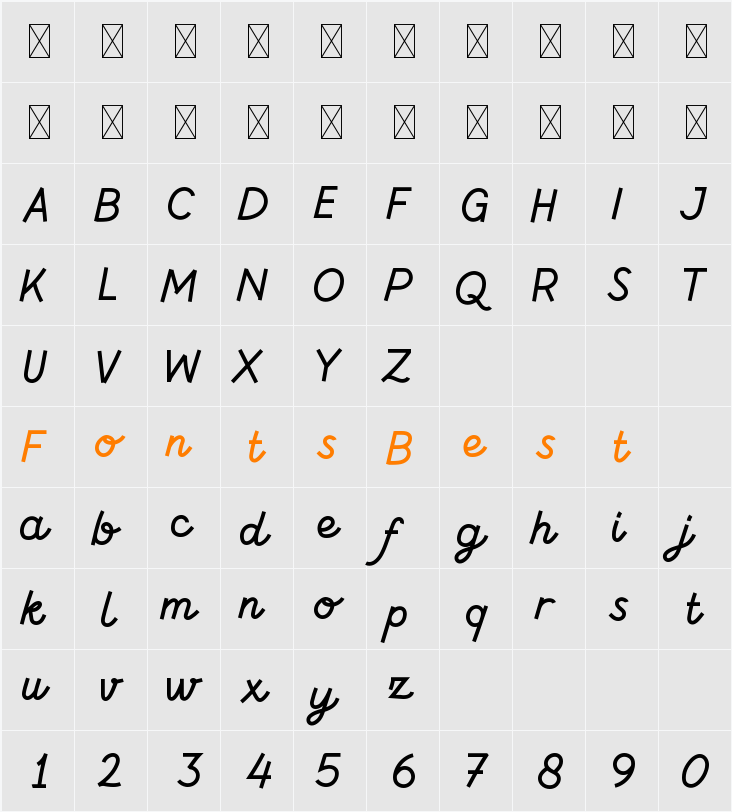 Andalan Character Map