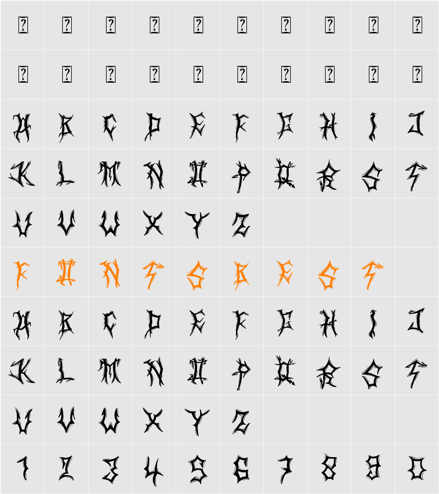 Black Dreams - Personal use Character Map
