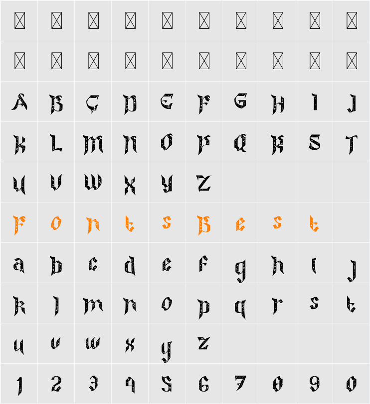 Colide Rough Cut Character Map
