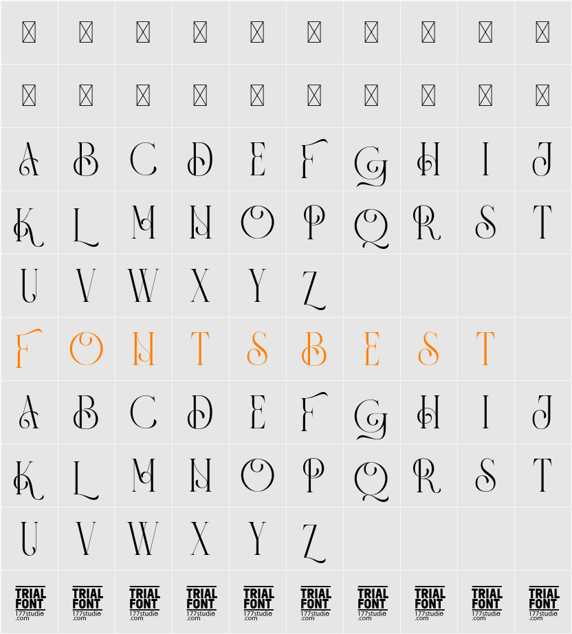 Panorama Ligatures Demo Character Map