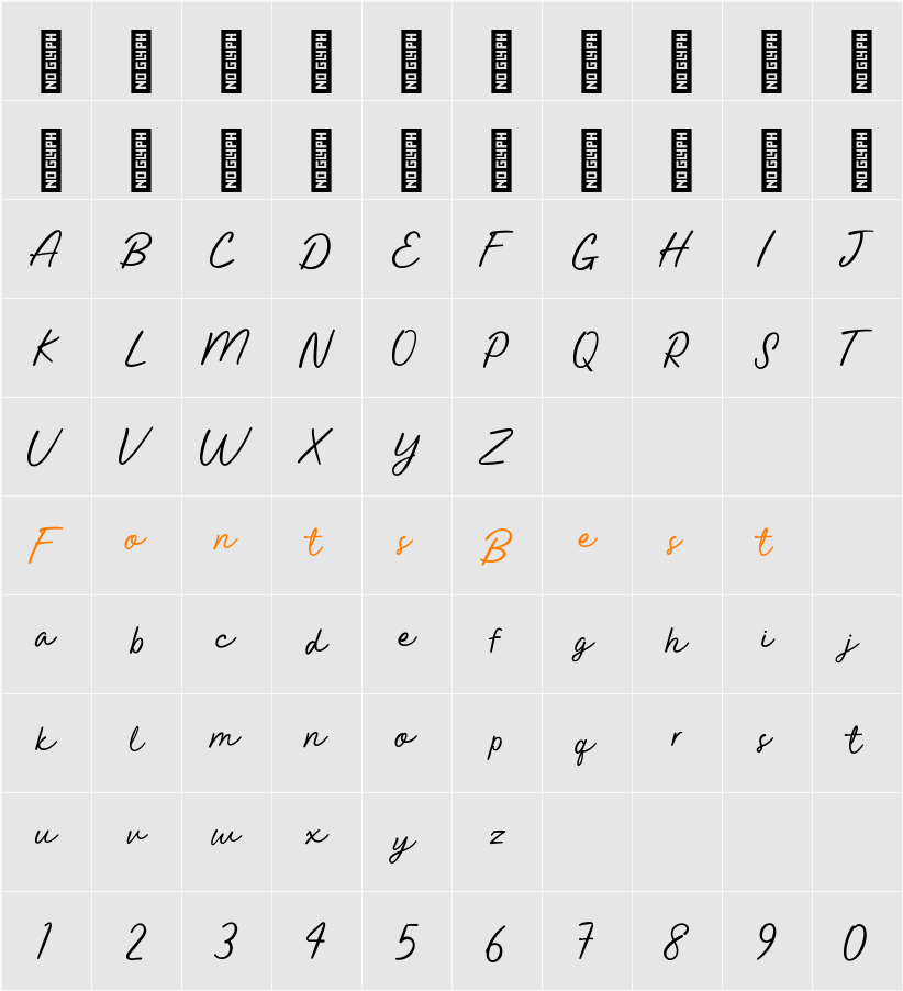 Memorable Font Demo Character Map