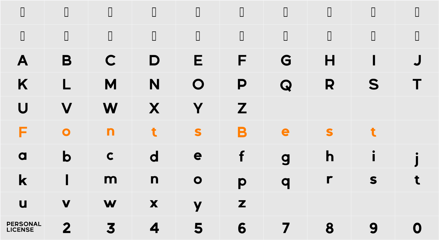 Gexo Sans Demo Character Map