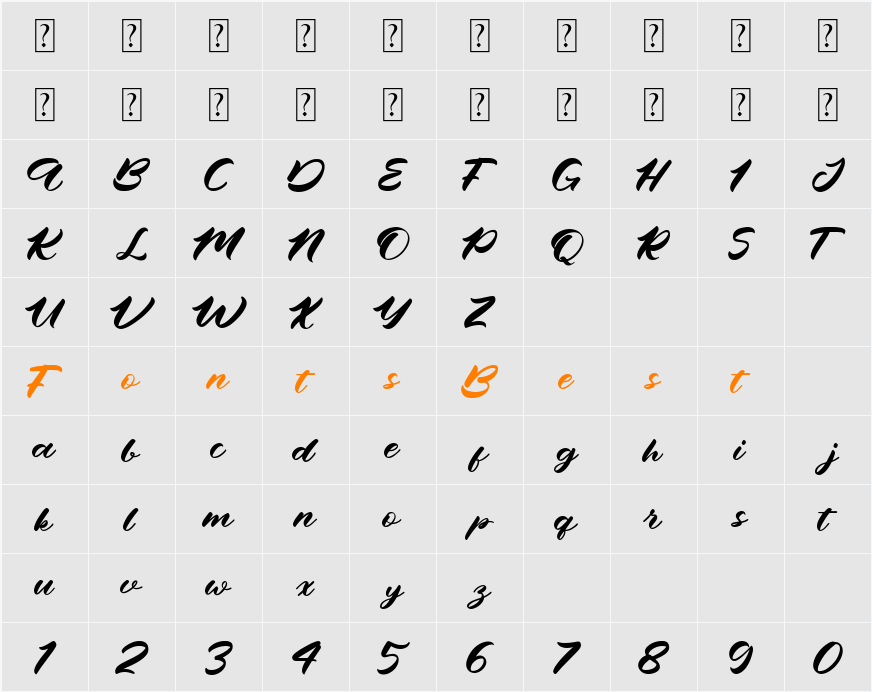 NCL Bujho Orgnist Character Map