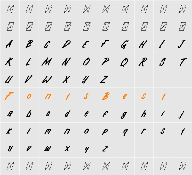 Black Rexus DEMO Character Map