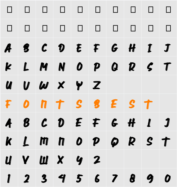 Mehren Brush FREE PERSONAL Character Map