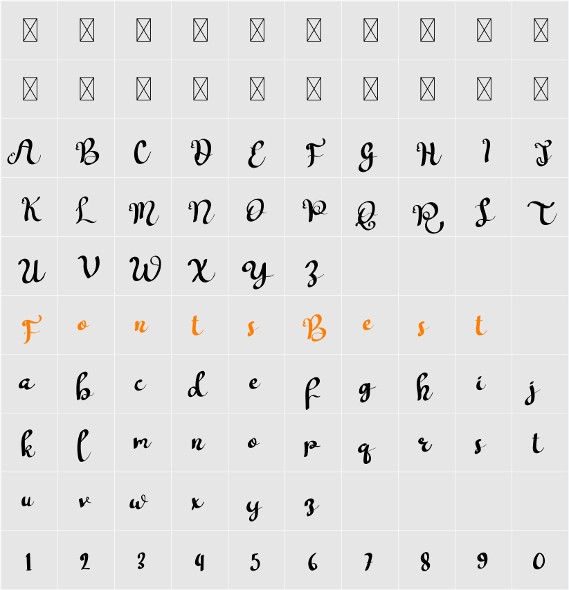 Treath Character Map