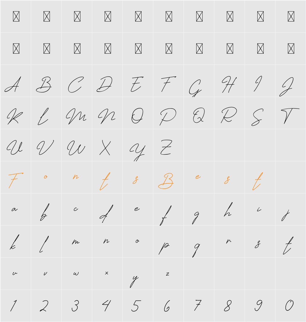 Jhenyta Signature Character Map