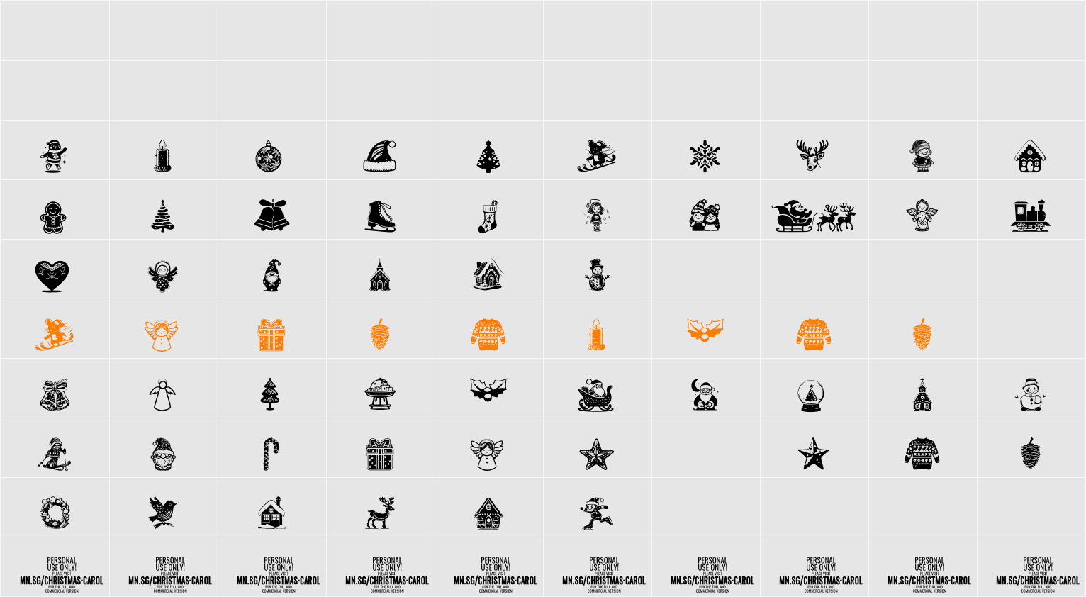 Christmas Carol Symbols Character Map