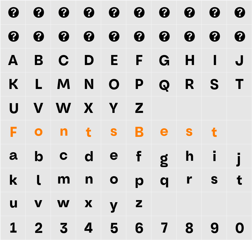 Oddval Text SemiBold Character Map
