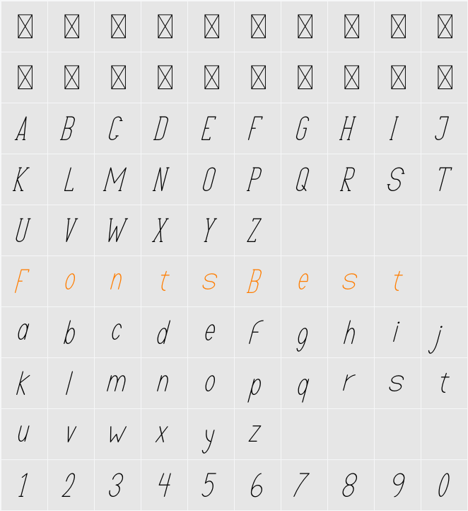 LOVI-Light Character Map