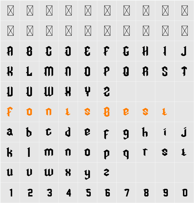 Hellder Font Character Map
