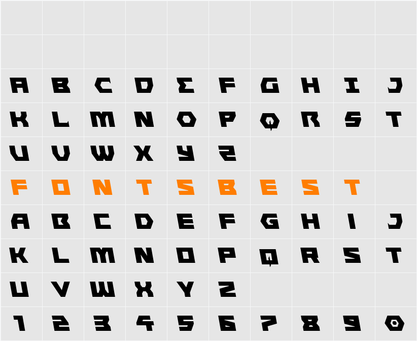Cyberform Semi-Leftalic Character Map