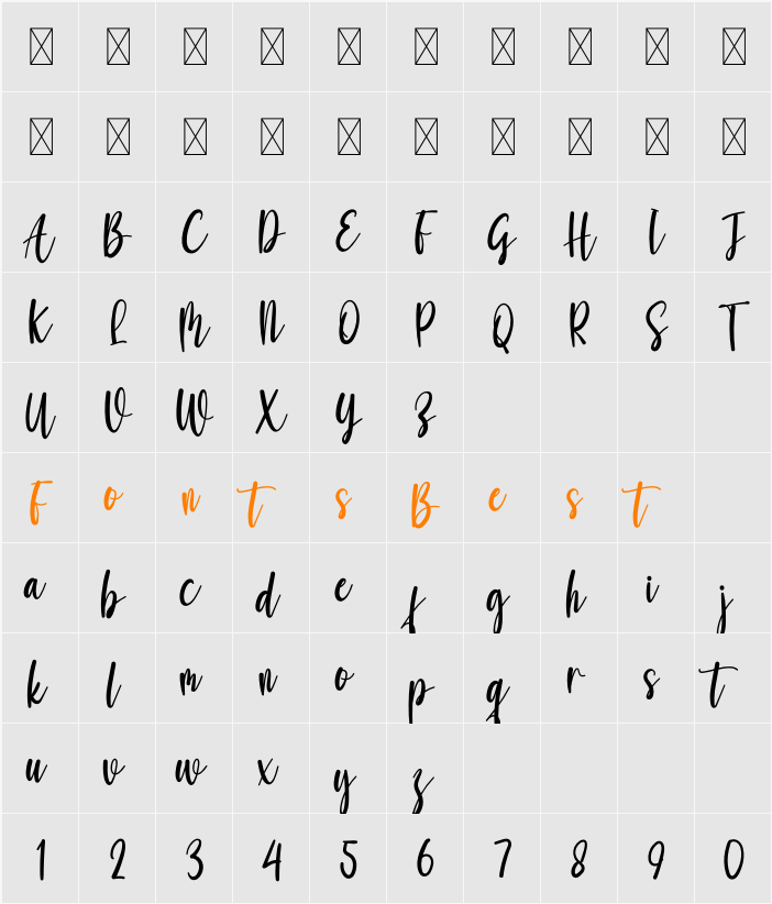 Ahstray Character Map