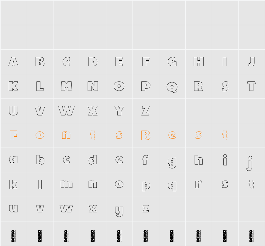 Noelty DEMO Outline Character Map