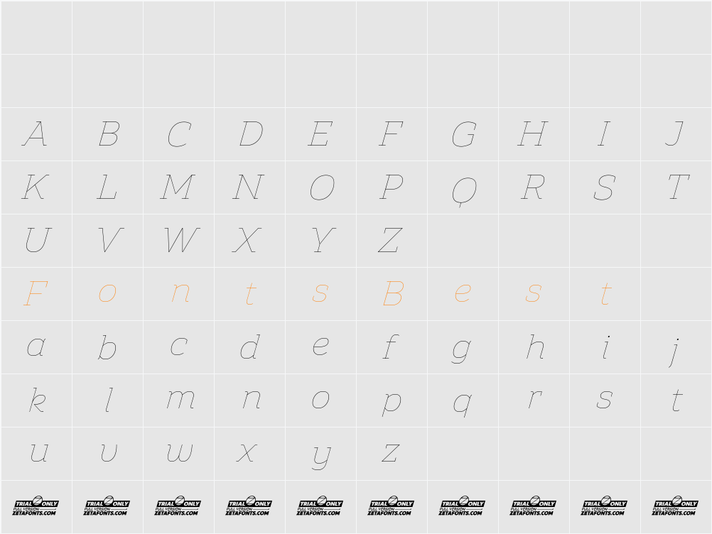 Amazing Slab Trial Thin Character Map