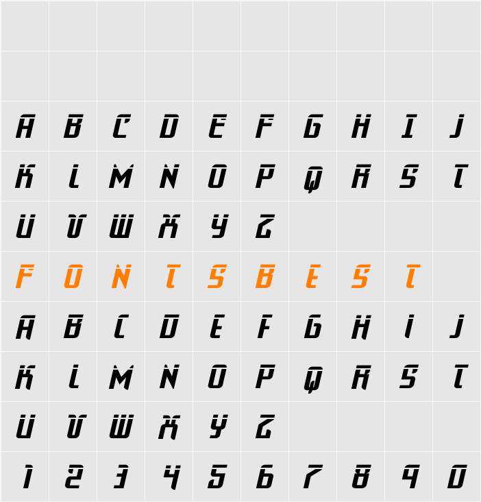 Warriatron Laser Character Map