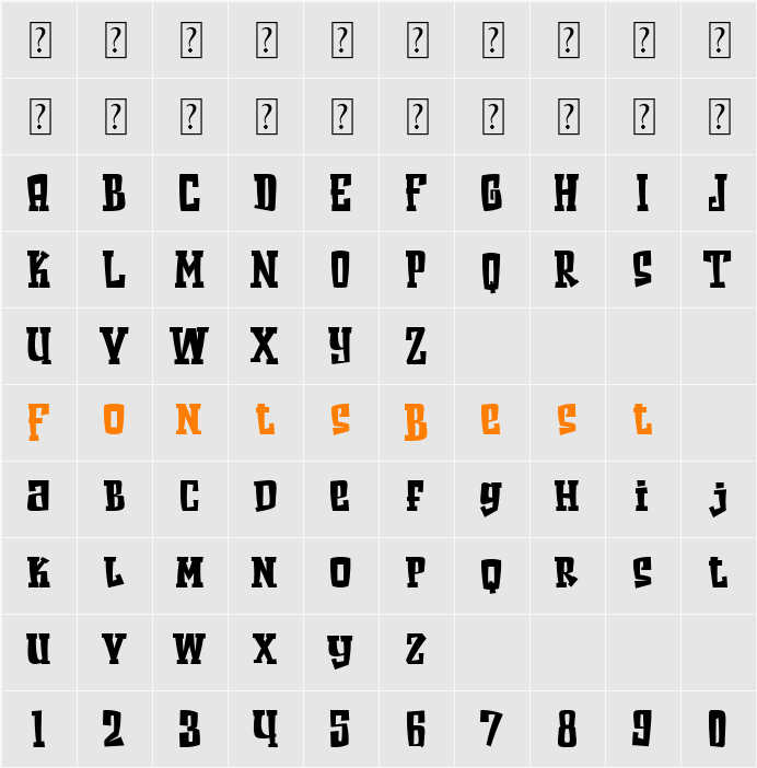 Restoe Iboe Character Map