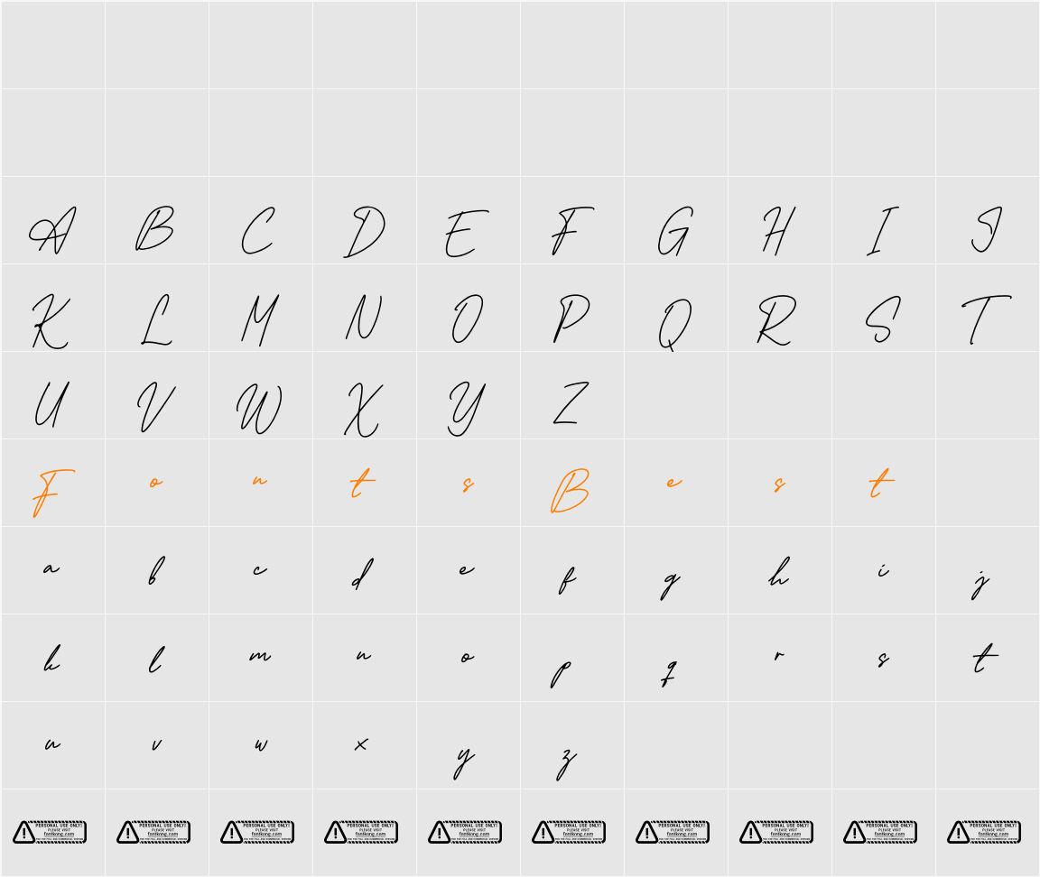 Alexanida PERSONAL USE ONLY! Character Map