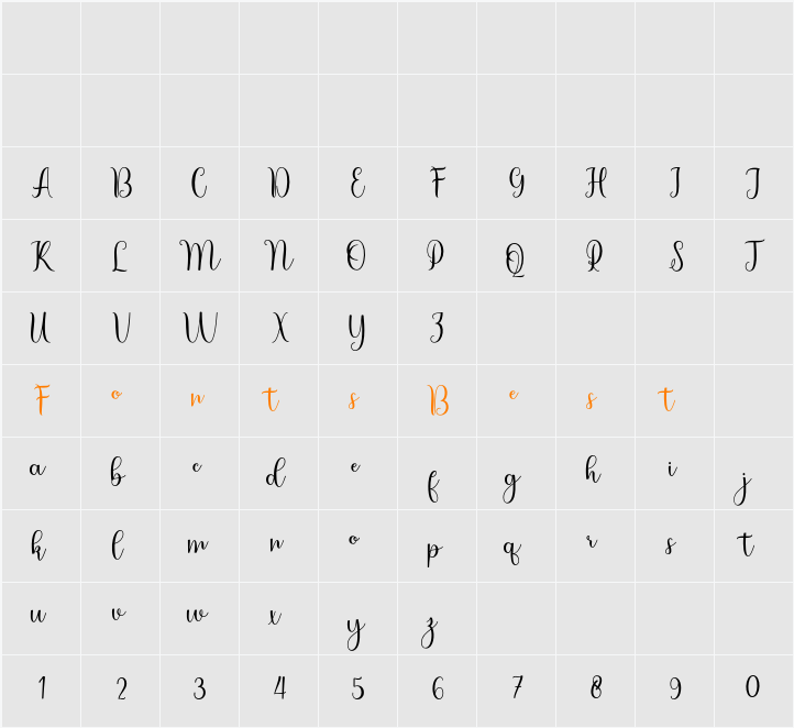 medilla Character Map