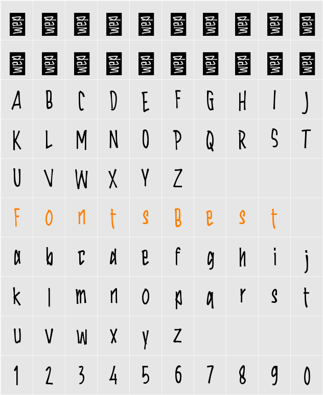 g Ground Board Character Map
