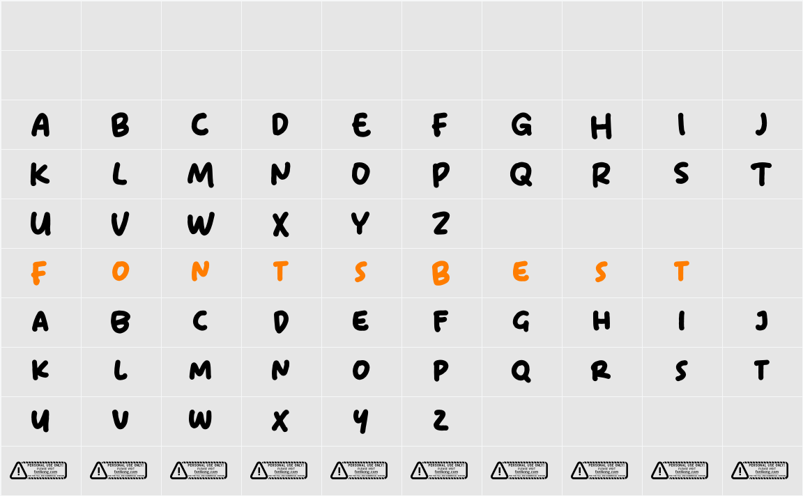 Picknick PERSONAL USE ONLY! Character Map