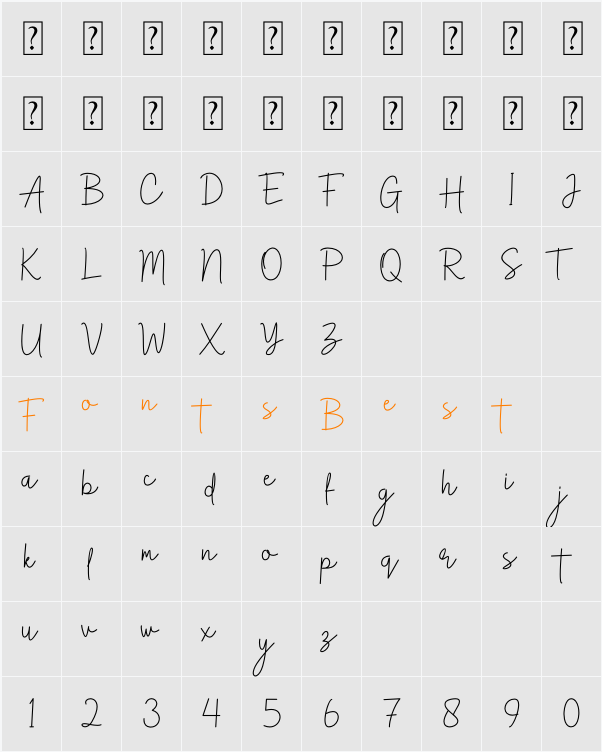 Anthem Minimalism script Character Map