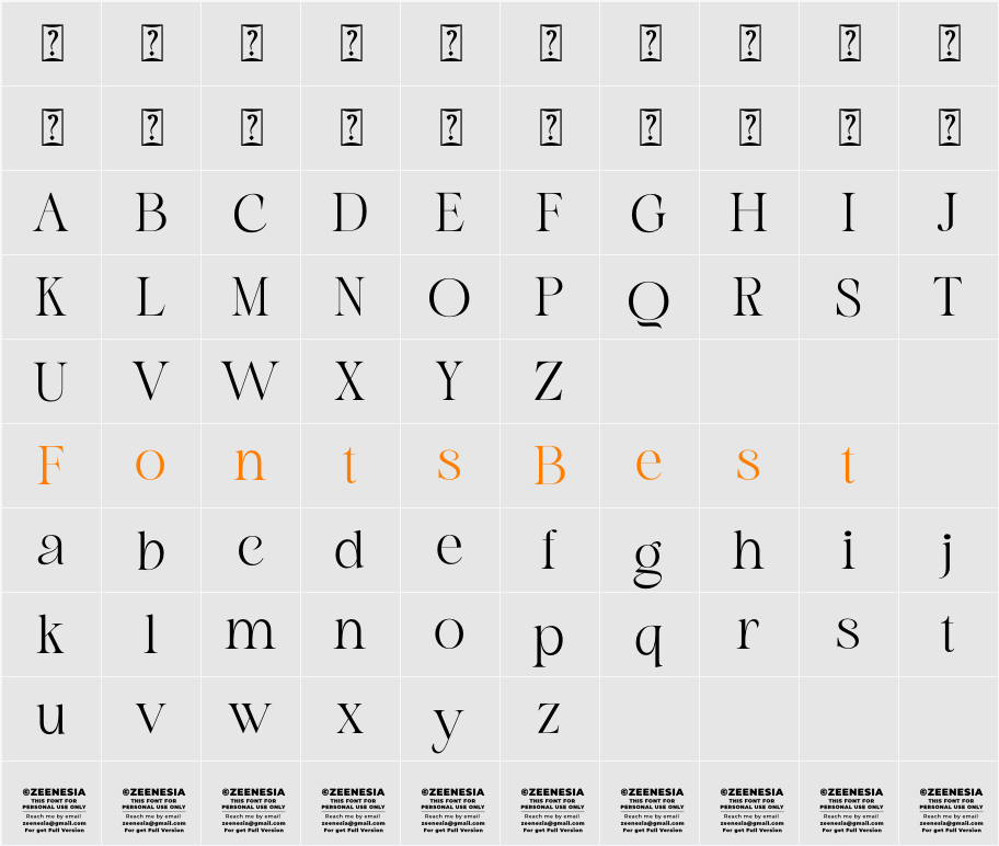 Kaobe Personal Use Only Character Map
