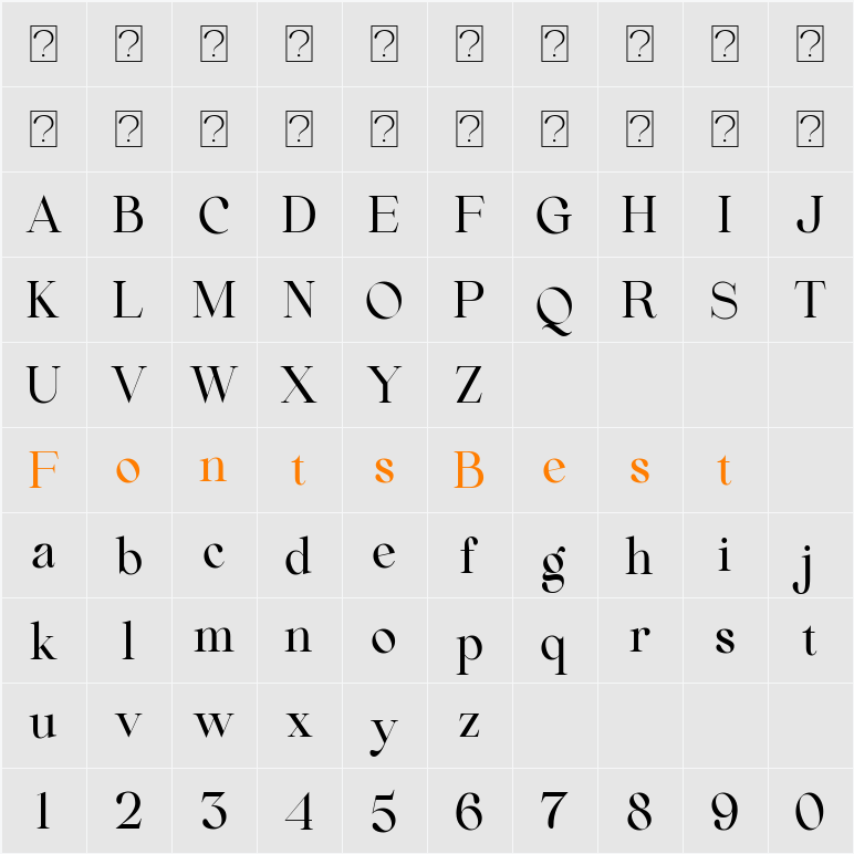 Beautiful Comethrue Medium Condensed Character Map