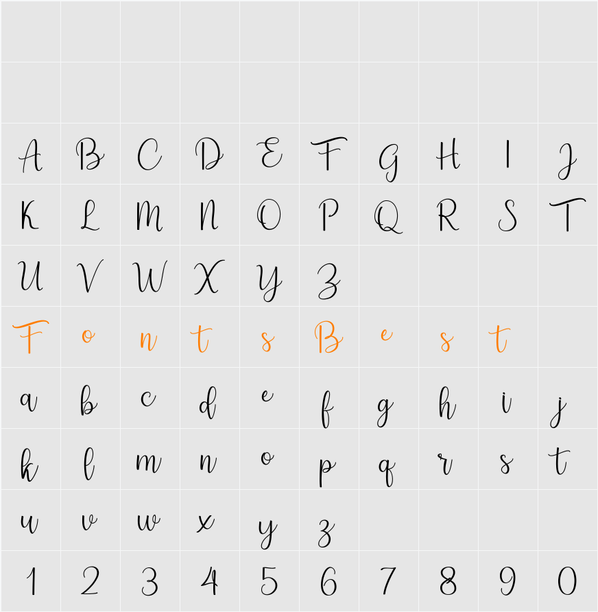 Aesthetic Script Character Map