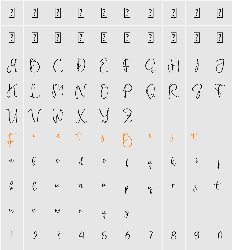 fastelmodern Character Map