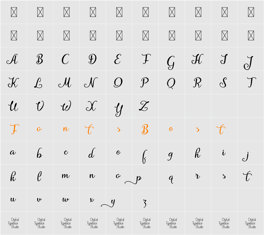 Afraty Stencil Character Map
