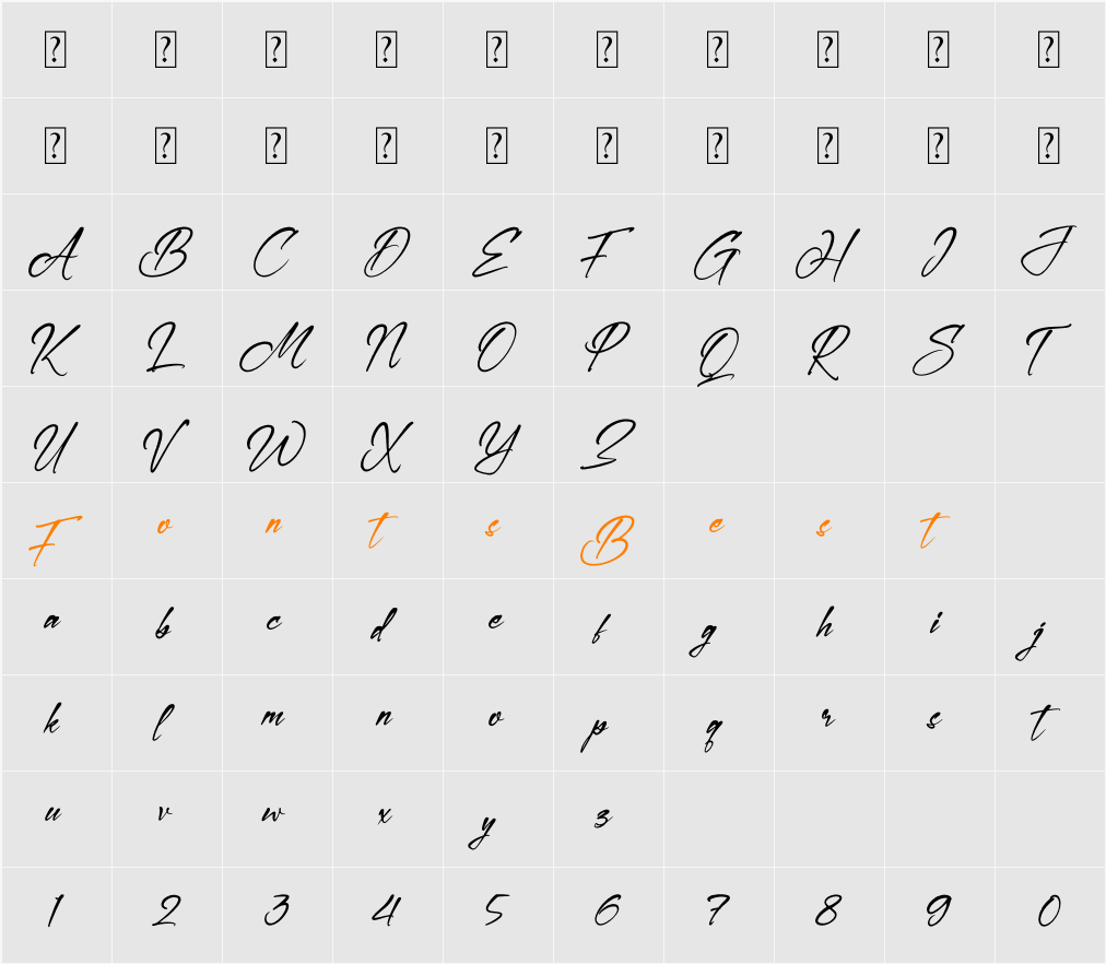 Floydretton Character Map