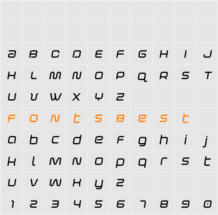 Fox on the Go Bold Semi-Italic Character Map