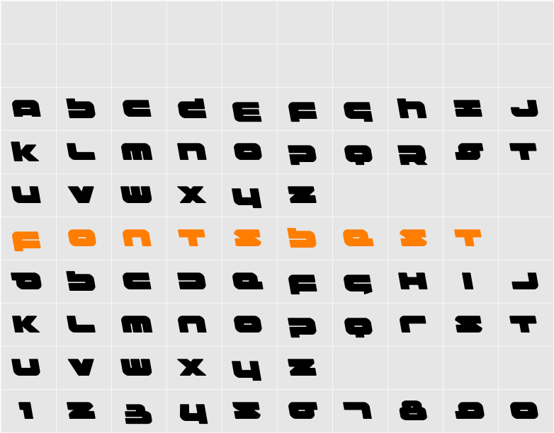 Delmoto Semi-Leftalic Character Map