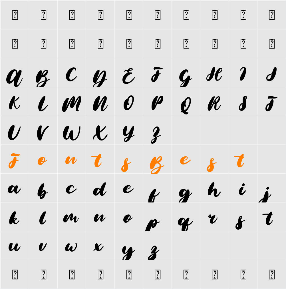 Morning Christmas Brush Font Character Map