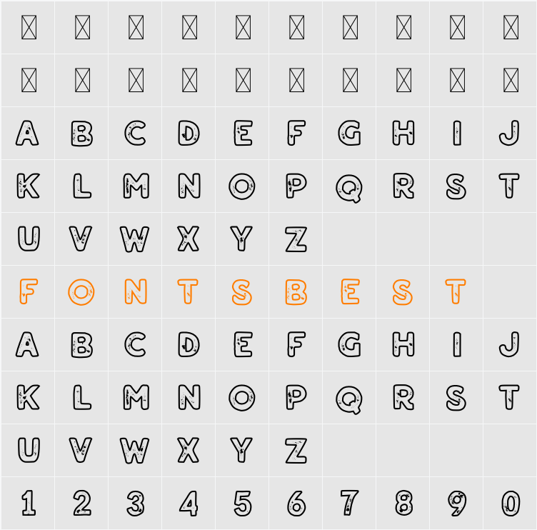 Aalon Line Rough Character Map