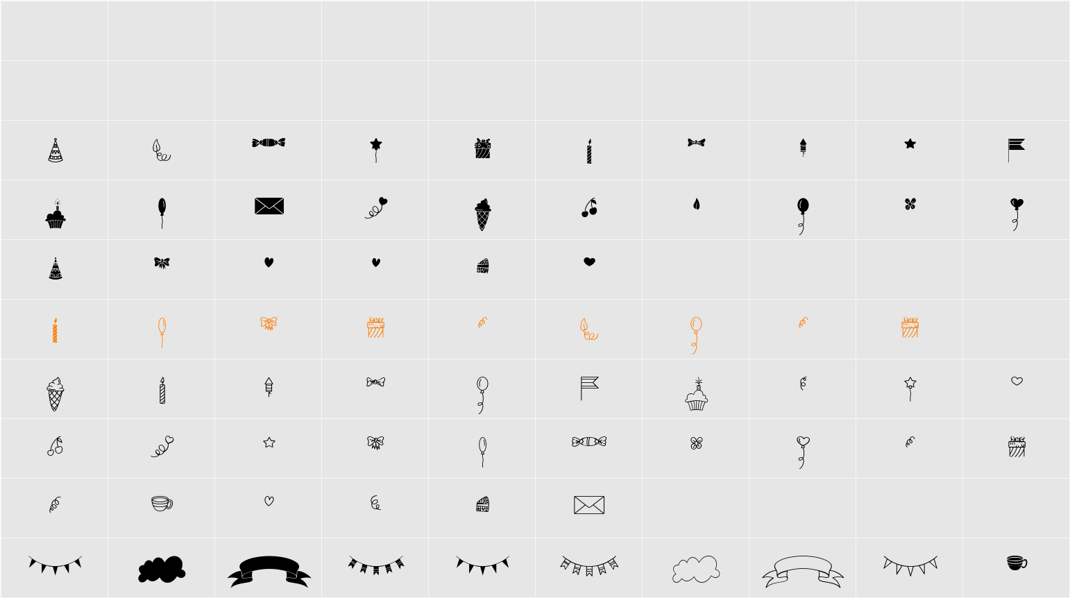 Habede Extra Doodles Character Map