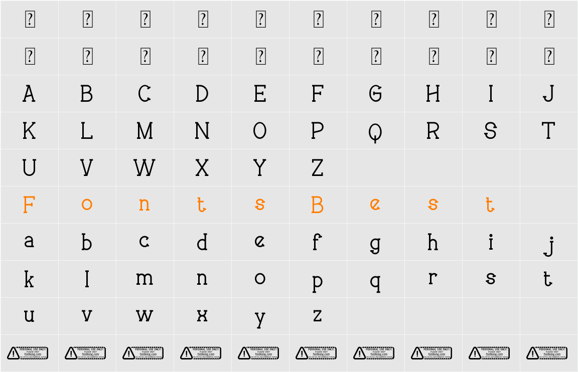 Moveina PERSONAL USE ONLY! Character Map