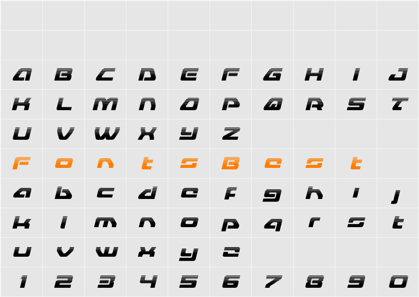 Furian Halftone Italic Character Map