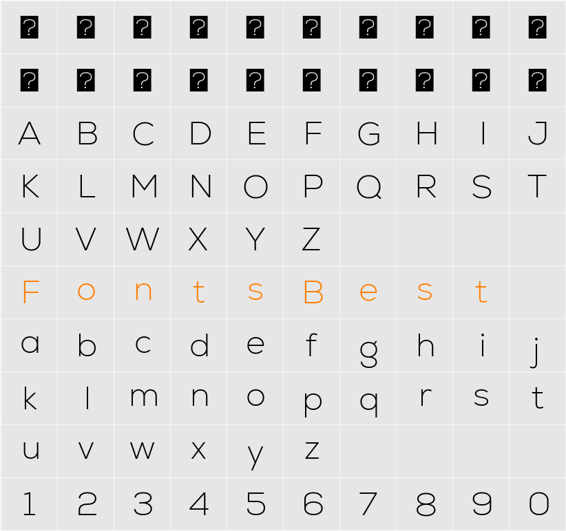 Nexa Extra Light Character Map