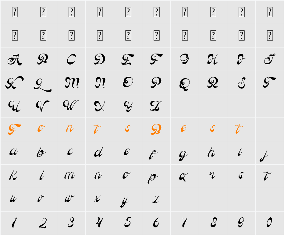 Koumaty Character Map