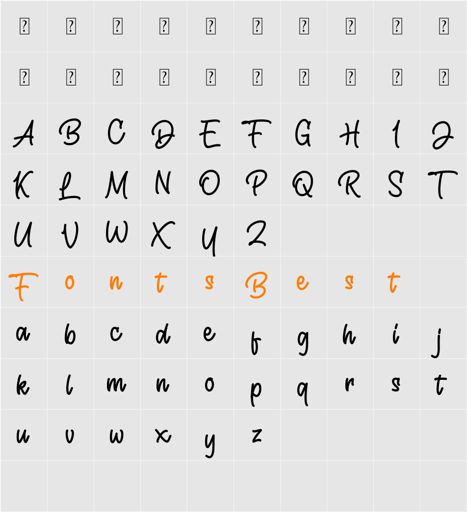 Daytime Gift Personal Use Only Character Map