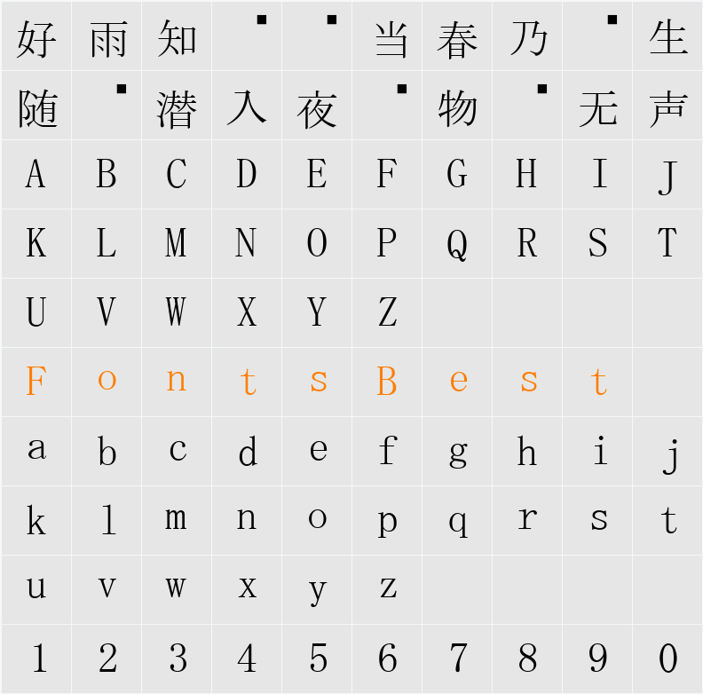 真宗聖典明朝 Character Map