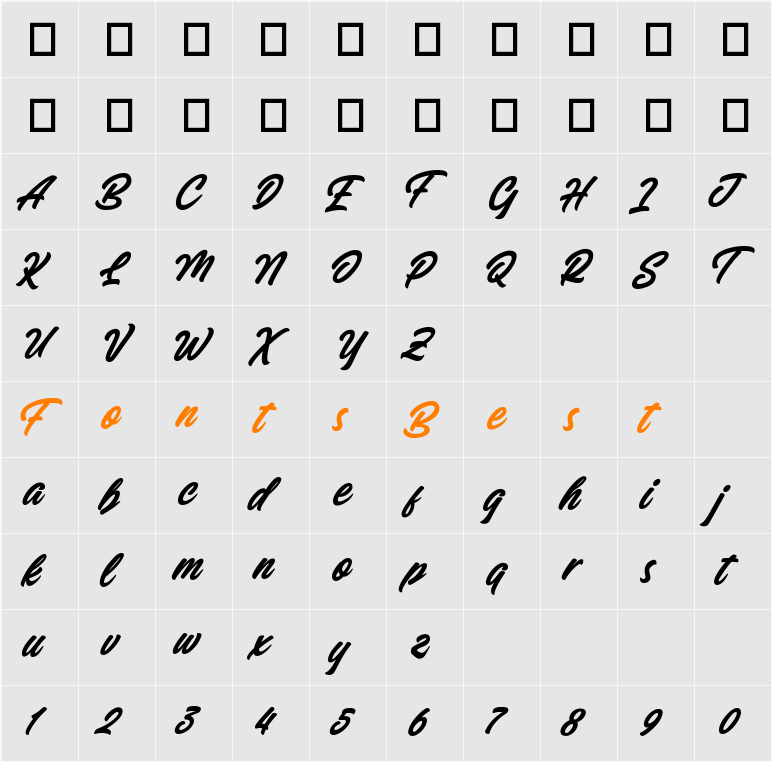 Letteris Character Map