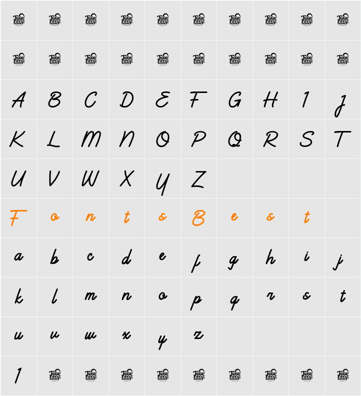 Bashats Trial Regular Character Map