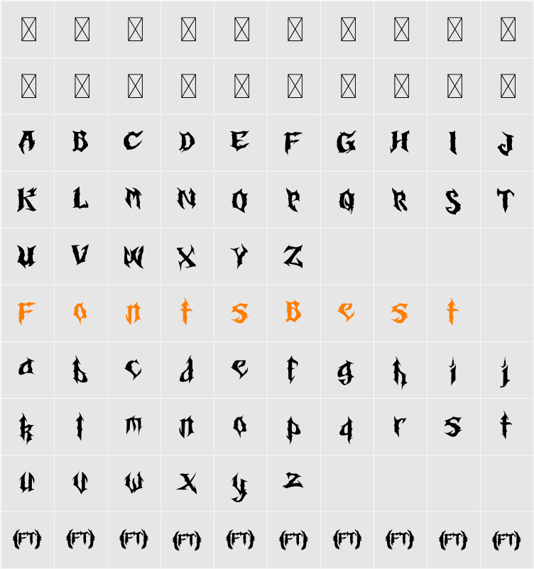 FT Vortex Character Map